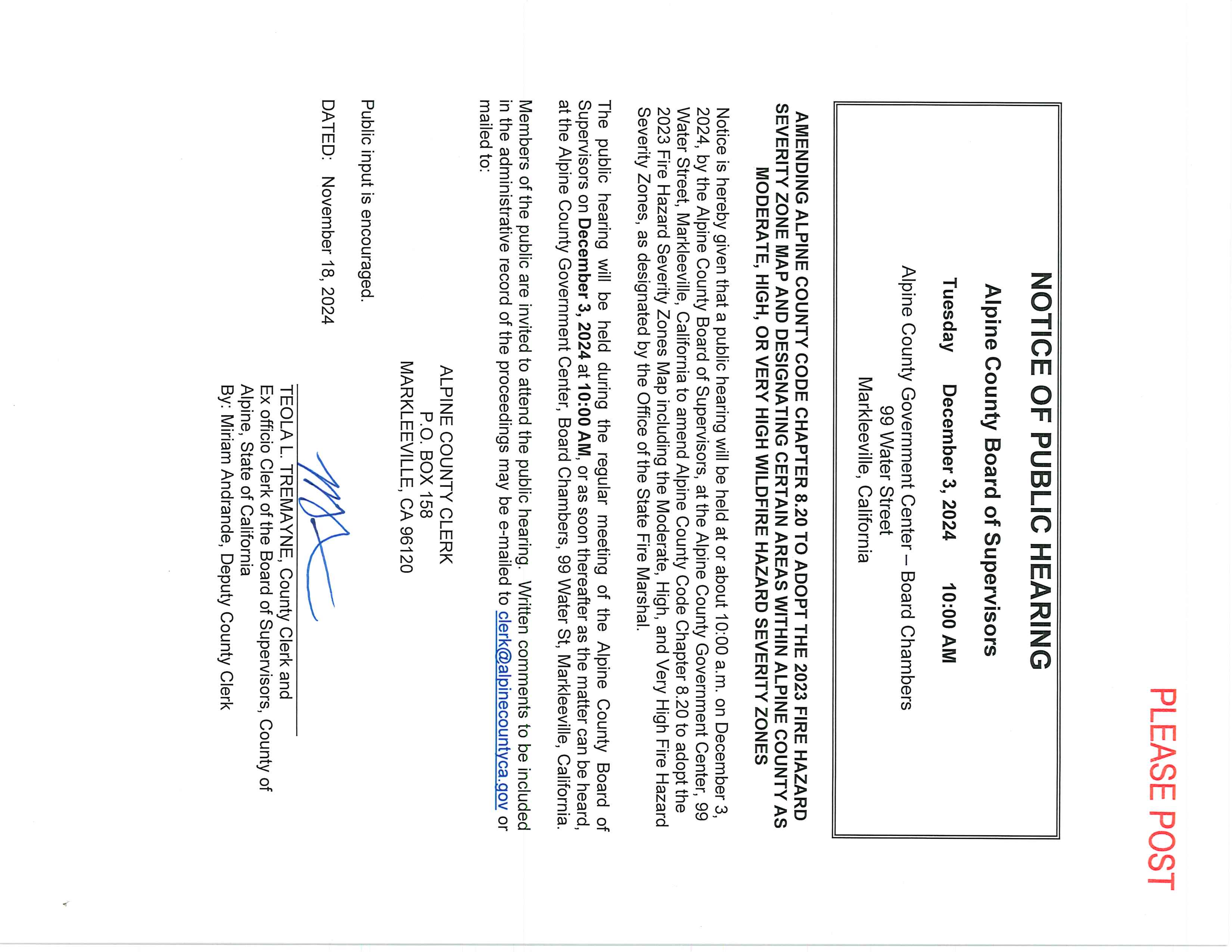 Notice of Public Hearing